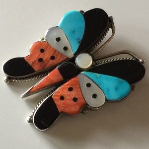 Zuni Inlaid VNTG butterfly brooch